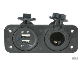 Doppia presa usb + 1 presa accendisigari 12 v colore nero