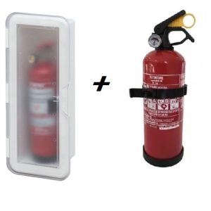Kit : Vano porta estintore con sportello + estintore da 1 Kg