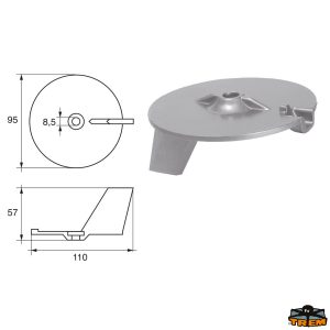 Anodo non originale Yamaha Mariner 10-50 HP Zinco