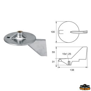 Anodo pinna zinco non originale Yamaha / Mariner