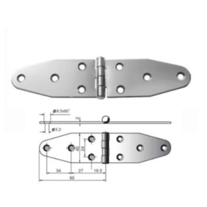 Cerniera Inox 180x40 mm a Forte Spessore Lucidata a Specchio