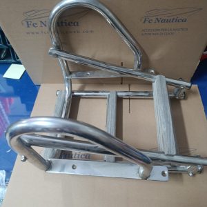 SCALETTA USATA  4 GRADINI IN LEGNO ACCIAIO INOX